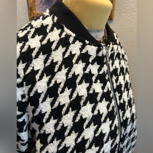 Forever 21 Contemporary Black and White Houndstooth Jacket Bomber XL - Picture 7 of 8